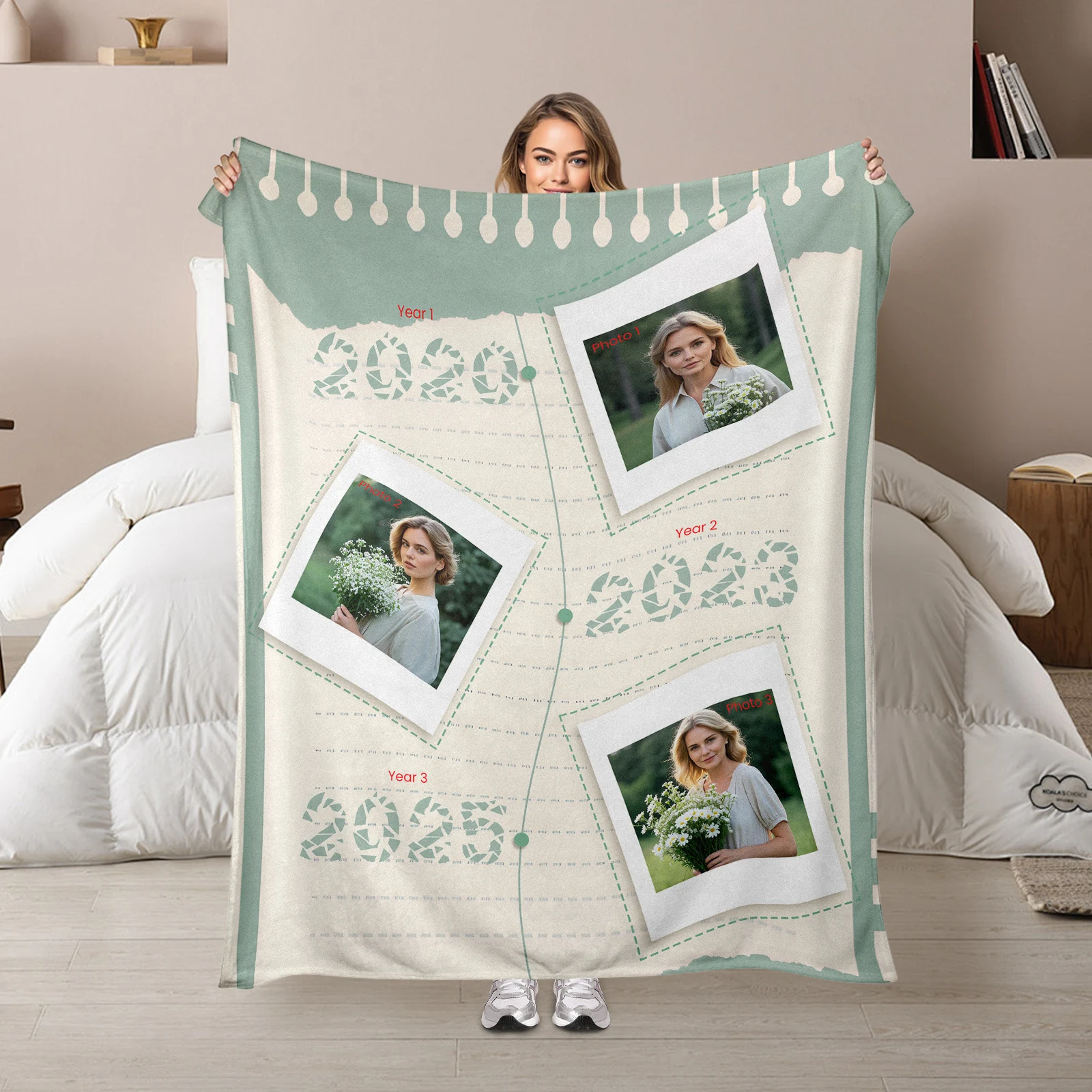 

Customize A Cozy Blanket Featuring A Photo Wall With Three Photos And Heartfelt Messages For Cherished Moments