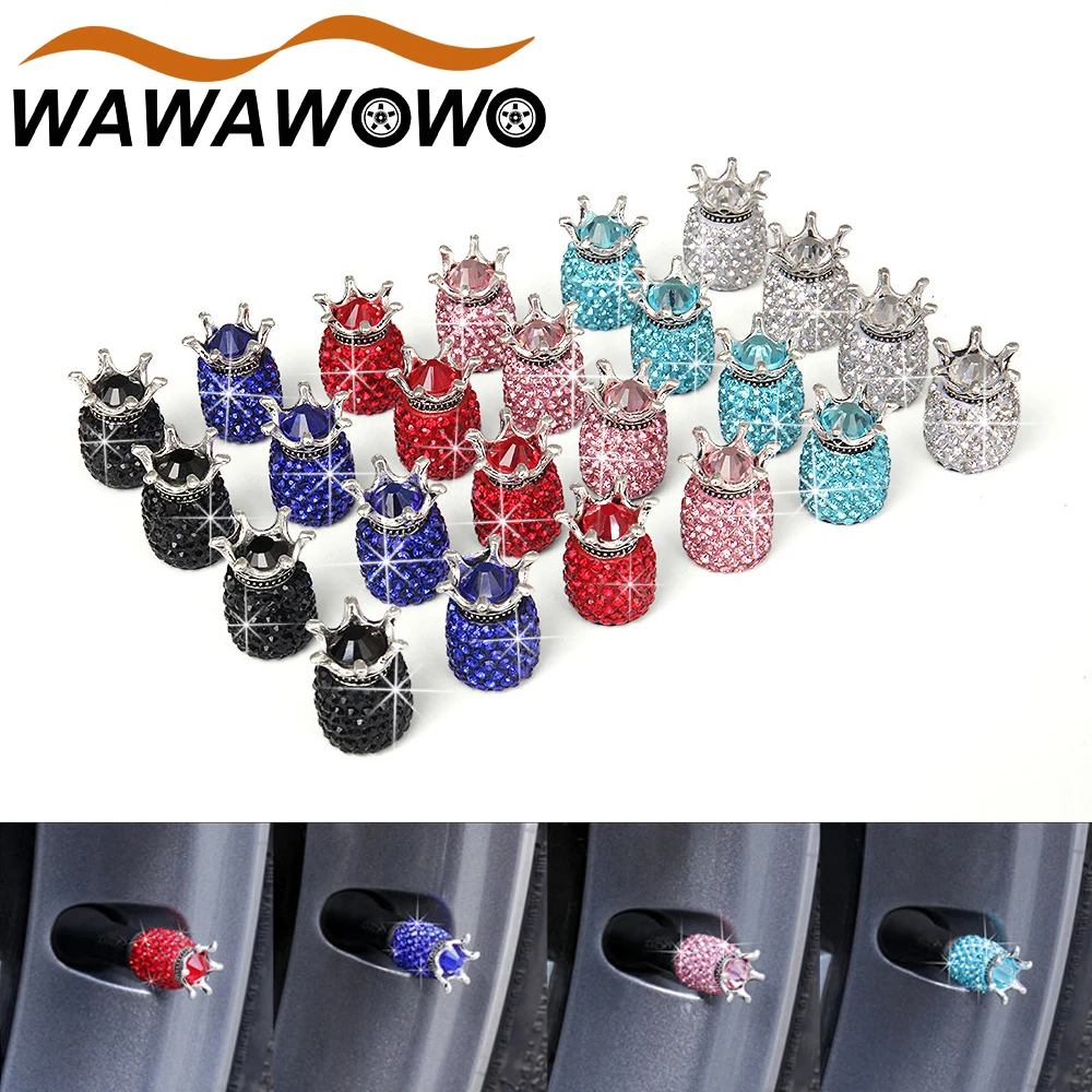 

4Pcs Attractive Crystal Rhinestone Tire Valve Stem Cap Universal Bling Car Accessories for Vehicle Motorbike Trucks Bike Bicycle