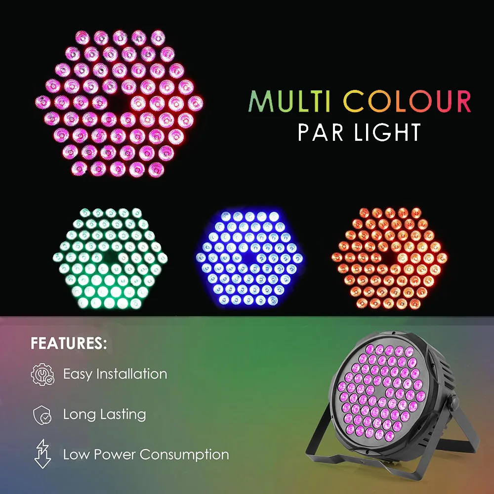 60x3W RGB Full Color Light Dance Studio Lighting 3 in 1 LED Par Light Stage Light DMX512 Control Stage Flat Light party lights