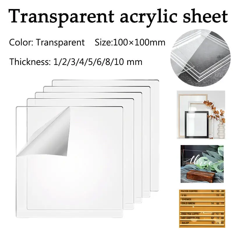 1-10mm Klare Acrylplatte Transparente Platten für Laserschneiden und Basteln, Geeignet für Beschilderung, Handwerk, DIY-Display-Projekte