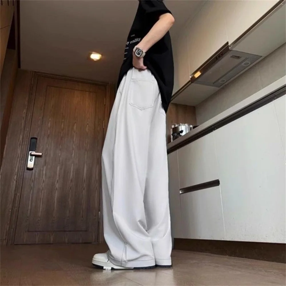Women's Oversized Contrast Stitch Wide Leg Pants 2026 Streetwear Joggers Drawstring Waist Loose Fit Hiphop Style Casual Trousers