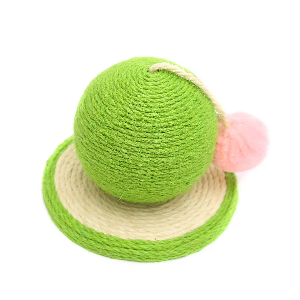 Bola de rascado de Sisal para gatos, poste rascador pequeño con bola de felpa, juguete para mascotas, tablero de rascado de sisal con campana, marco de escalada para gatos