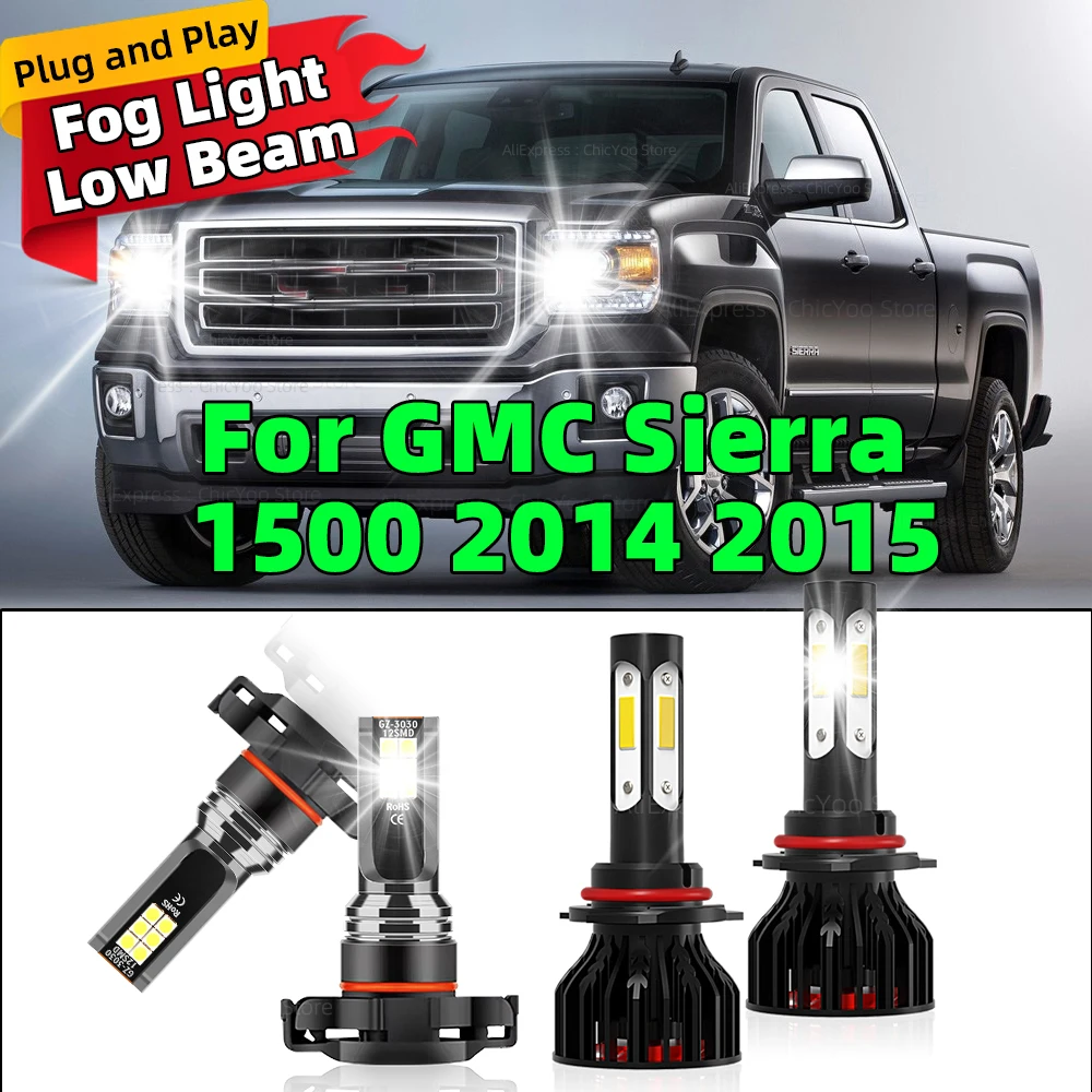 2/4 Stuks Led Koplamp HIR2 Turbo Auto Lampen 5202 Mistlampen Voor GMC Sierra 1500 2014 2015 6000 K Met Fan 4 Side CHip 360 graden