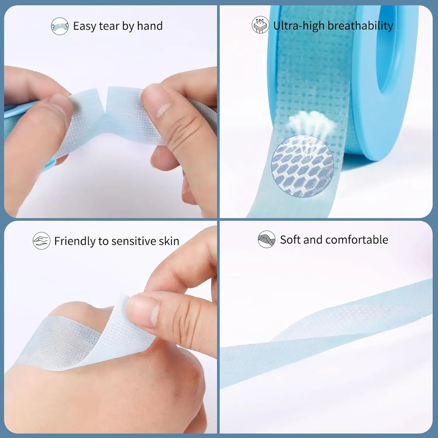 Nastro in gel di silicone per estensioni delle ciglia Pelle sensibile Multiuso Non tessuto traspirante sotto le cerotti per gli occhi Rimozione indolore