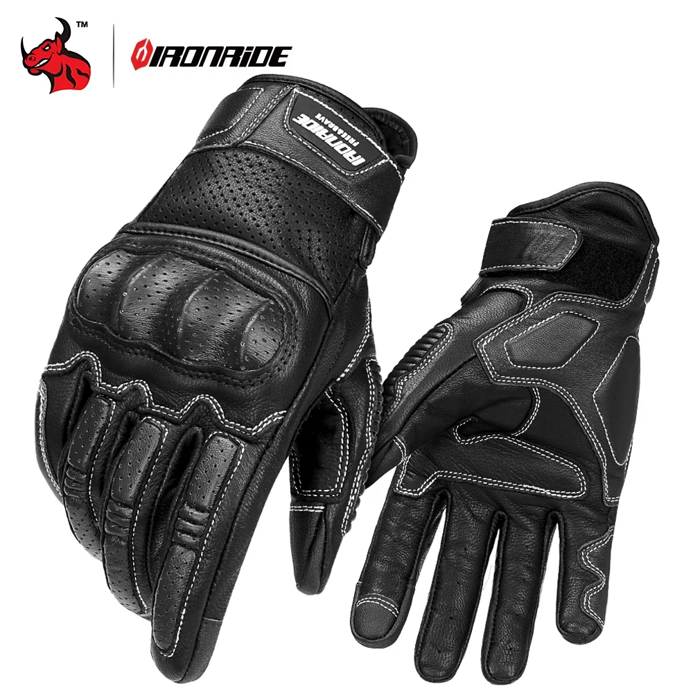 

Retro Motorcycle Gloves Unisex Soft Leather With Airflow Perforated Knuckles Touchscreen Fingers for Vintage Riding Style Gloves