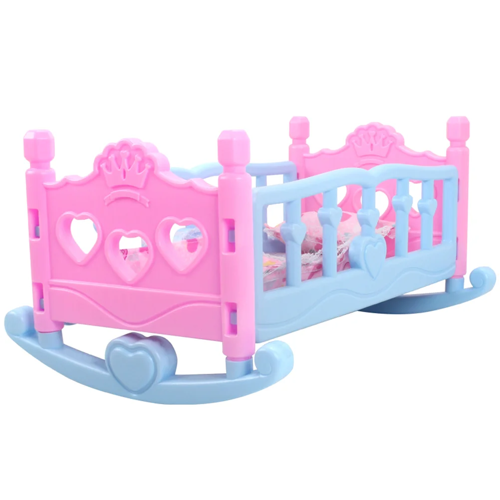 

Shaker Bed Toy Girls Baby Crib Cots for Kids House Furniture Model Pretend Play Infant Toys Dolly