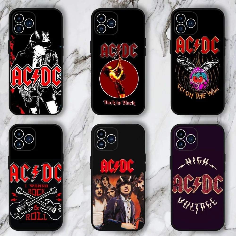 A-ACDC Band Phone Case For iphone15 14 13 12 11 Pro Max Mini X 7 8 Soft Case