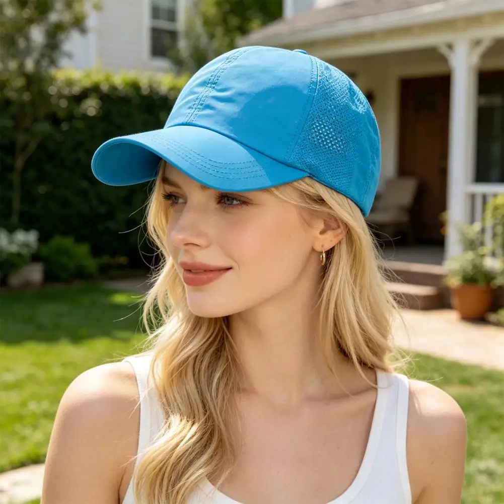 Hair-friendly Baseball Cap Women Baseball Cap with Adjustable Elastic Straps Quick-drying Sun Hat for Running Yoga Criss-cross