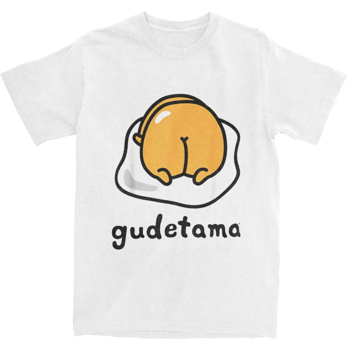 Men's Gudetama The Lazy Egg Backside Logo T-Shirts 100 Cotton Tees Summer Vintage Short Sleeves T Shirt