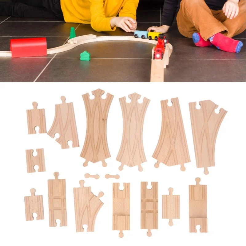 

Wooden Train Track Set For Toddlers Assembly Kit Building Toys Educational DIY Wooden Train Track Expansion Pack