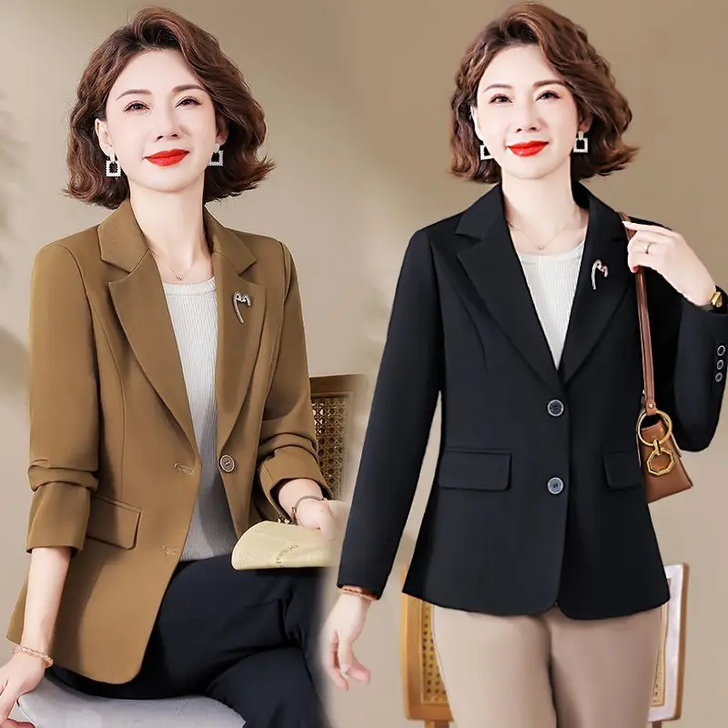 

Женский пиджак среднего возраста, весенне-осенний модный элегантный повседневный пиджак, офисный женский костюм, пальто