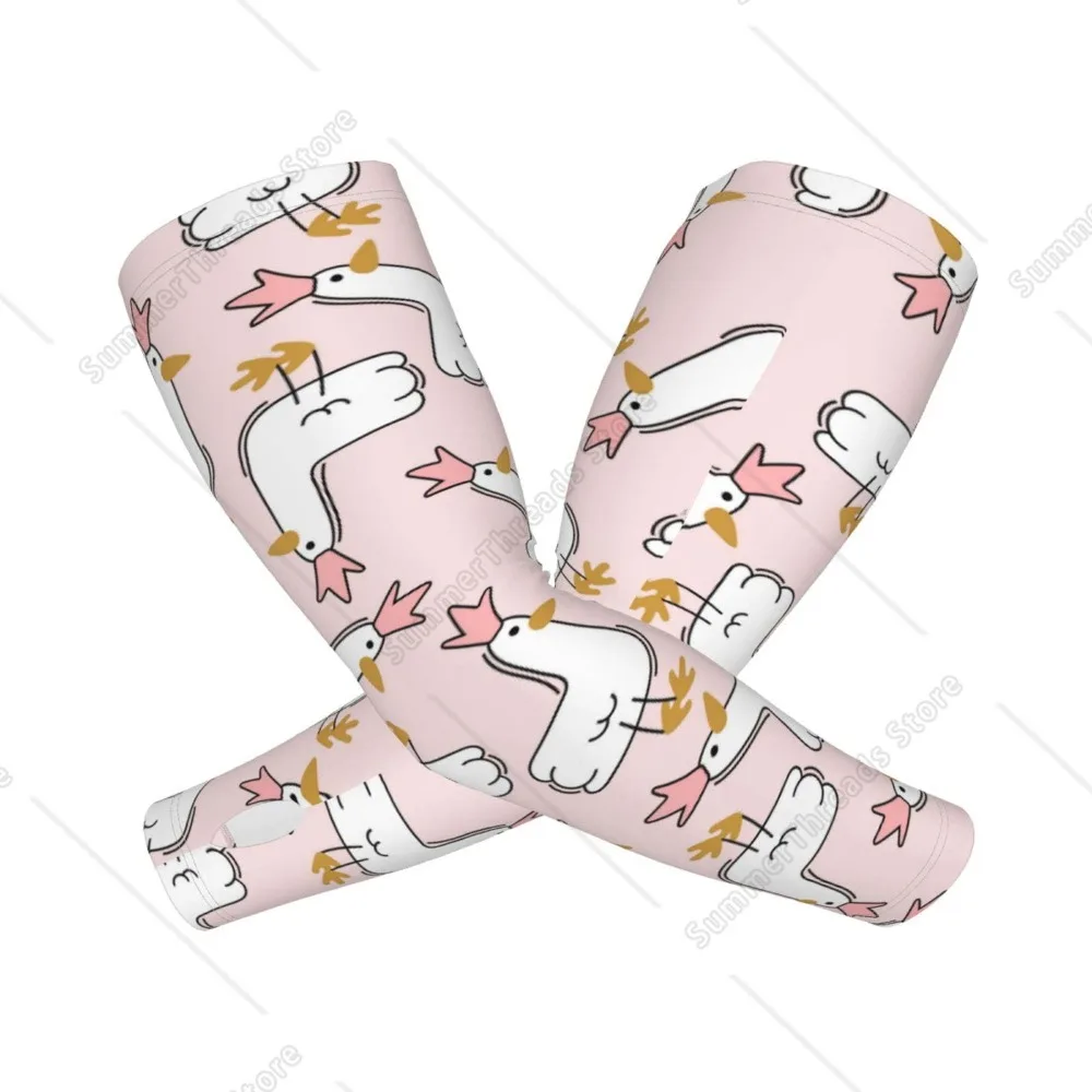 Goose Queen Cooling Sleeves สําหรับ Unsex, ปลอกแขนพร้อมรูนิ้ว, ปลอกป้องกันแสงแดด UV เพื่อปกปิดด้วยซิลิโคนกันลื่น
