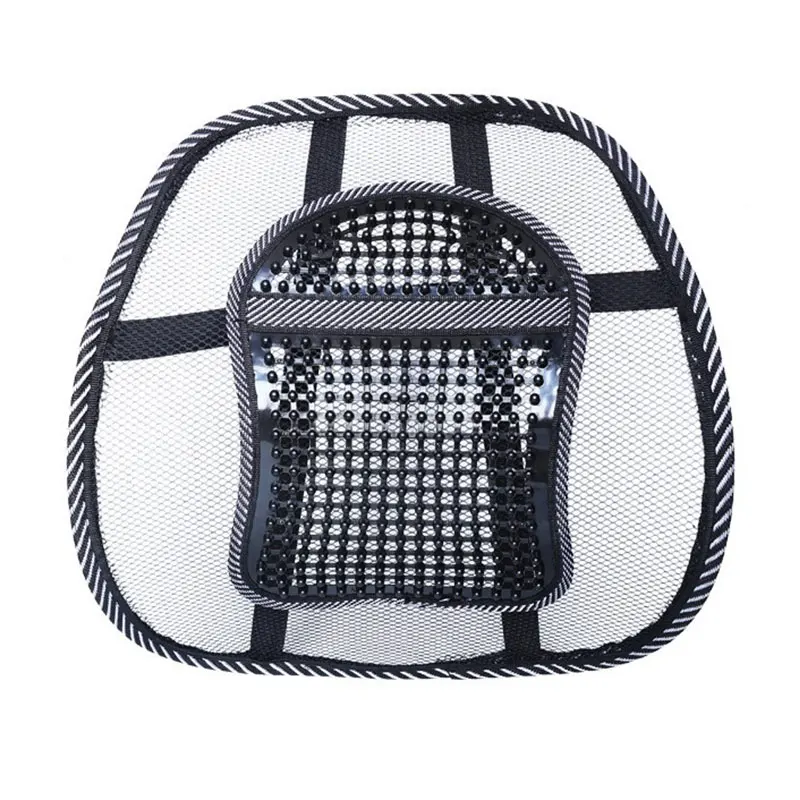 Vehicle Large Leather Studded Lumbar Support Car Mesh Back Support With Massage Beads For Car Seat, Office Chair