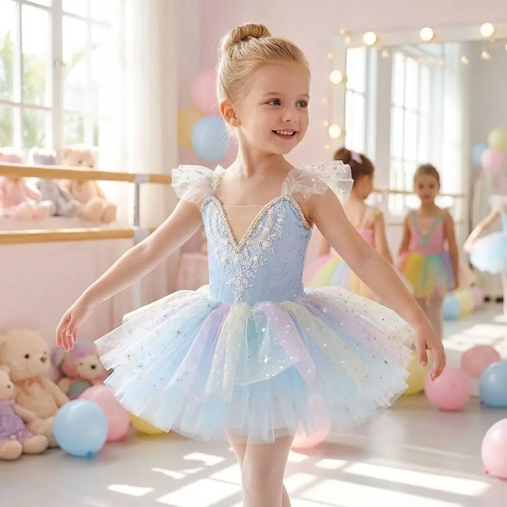 Robe de Ballet à paillettes pour enfants, Tutu de Ballet bouffant de perles, robe de soirée moderne, robe de princesse de danse