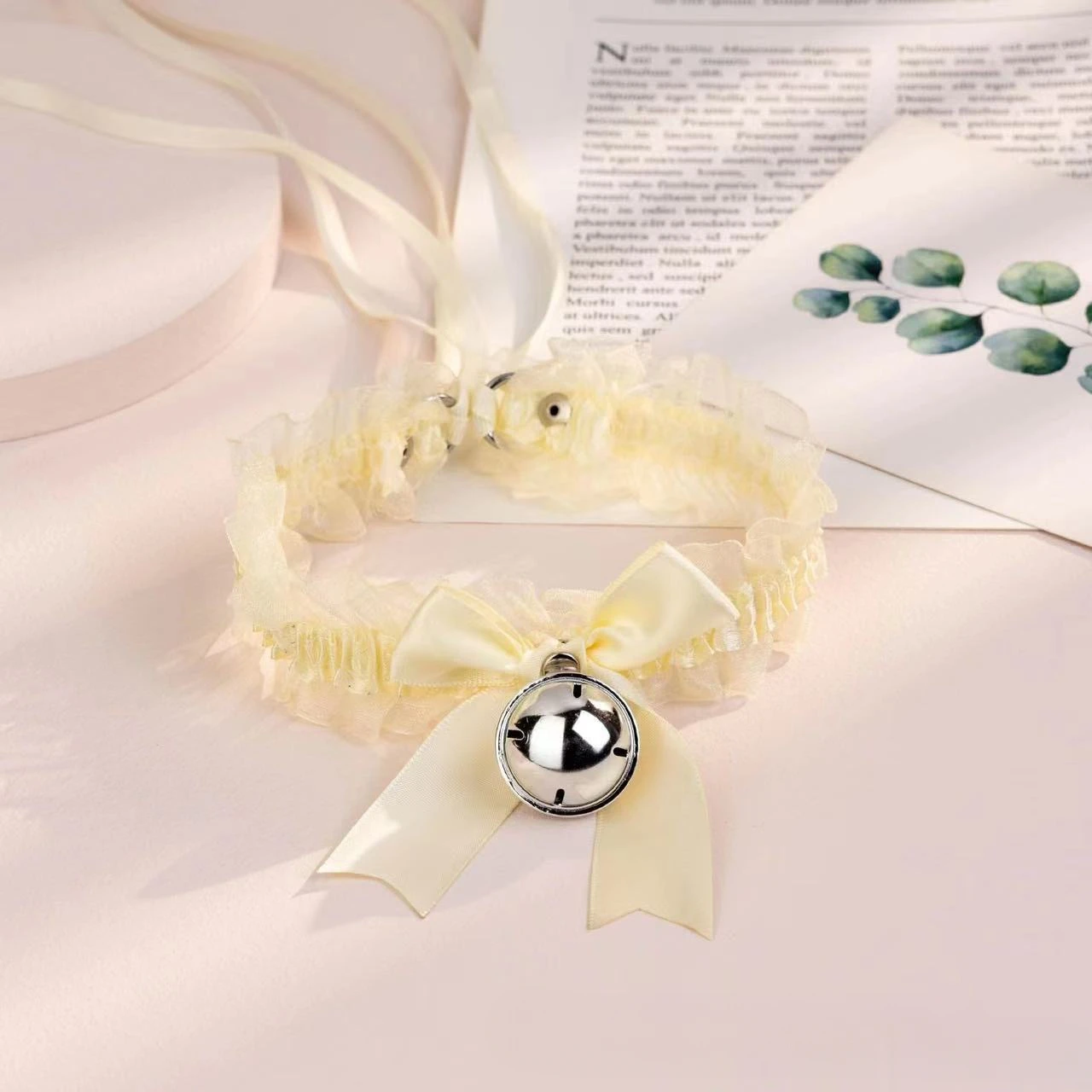 

LISM Bow Bell Choker - Lace Ruffle Soft Kawaii Style Neck Accessory for Maid Cosplay, Lolita Fashion, and Daily Cute Outfits