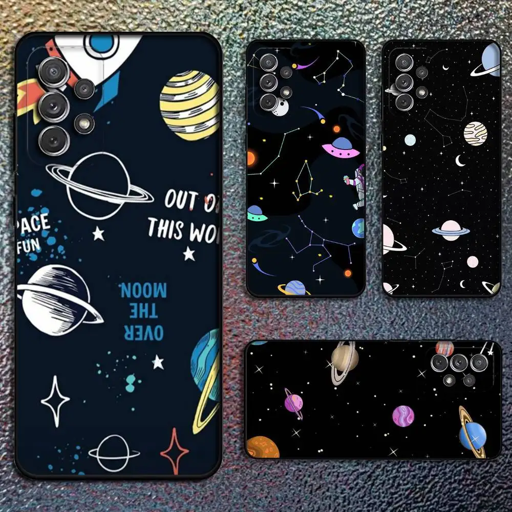 

Space Planet Stars Moon Phone Case For Samsung S25,S24,S21,S22,S23,S30,Ultra,S20,Plus,Fe,Lite,Note,10,9,5G Black Cover
