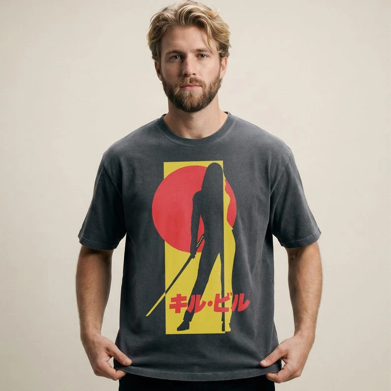 The Bride Bill Movie T-shirt Minimal Tarantino Inspired Graphic Short Sleeve Harajuku Y2K Casual T-shirt Men Women Streetwear