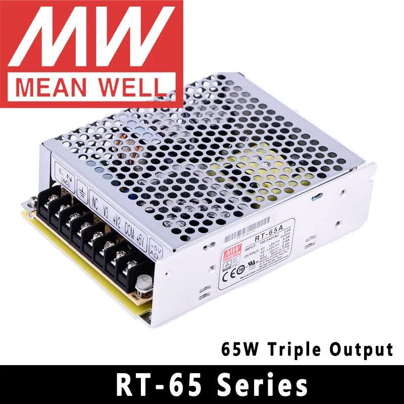 Original Mean Well RT-50/65/85/125 Series Meanwell AC/DC 5V/12V/15/V/24V Triple Output Switching Power Supply