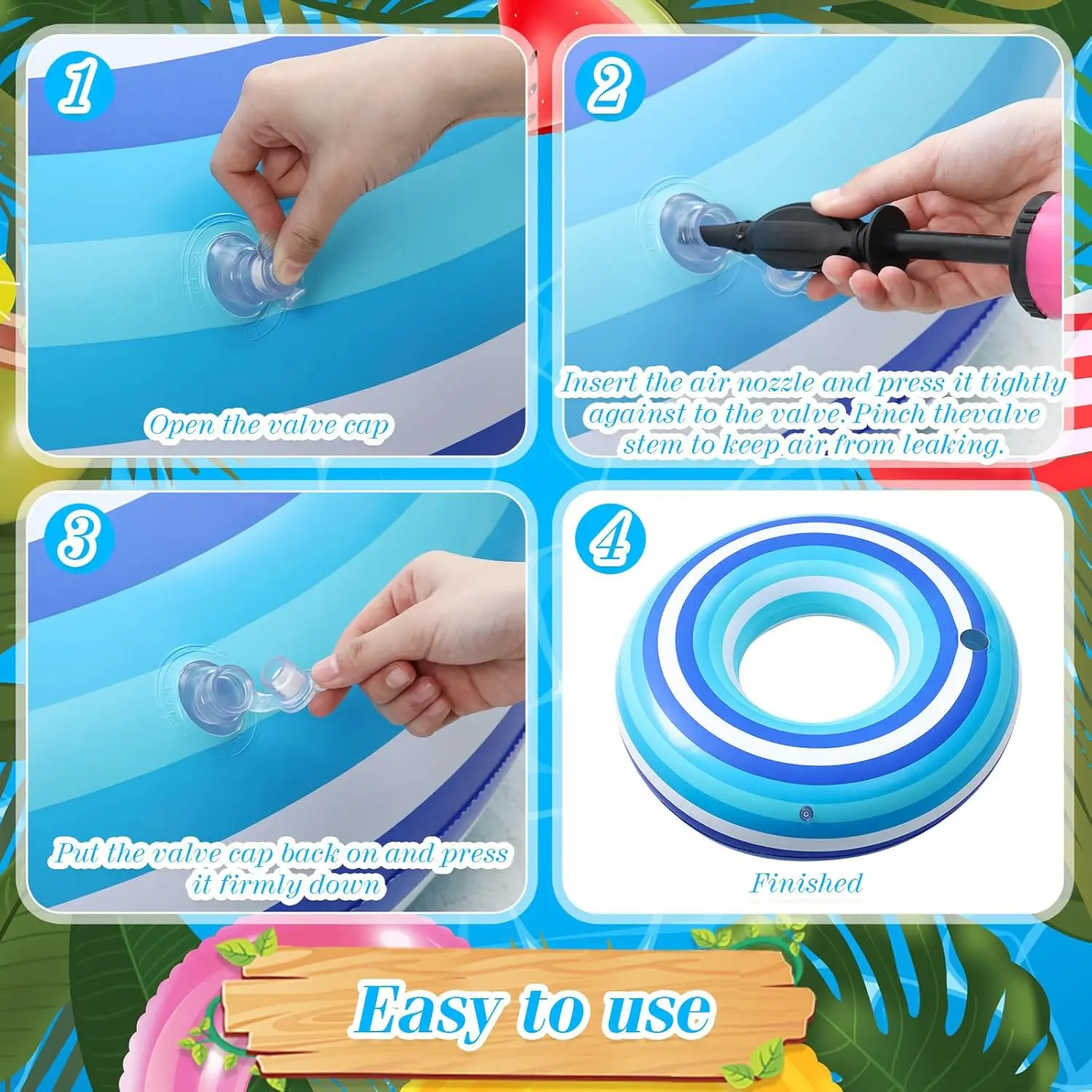 Paquete de 2 flotadores de piscina de tubo inflable gigante de 50 pulgadas con portavasos, flotador de piscina grande a rayas Vintage, Donut, anillos de natación para adultos, playa redonda
