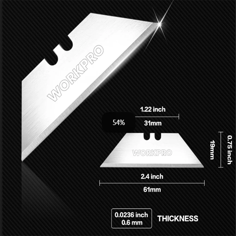 WORKPRO WP213003 100-Piece SK5 Utility Knife Blades Durable Sharp Rust Proof for Box Cutting Home Repair Daily Use