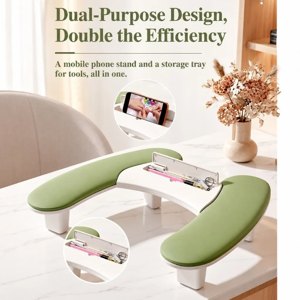 Detachable Manicure Hand Rest Anti-slip Multifunctional Nail Hand Pillow PU Leather Easy Clean U-Shaped Hand Rest Manicure