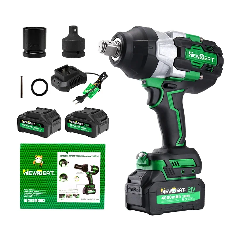 

NewBeat Portable Handle Tools 1300N Cordless 3/4 Heavy Duty Battery Power Brushless Torque Impact Wrench Set