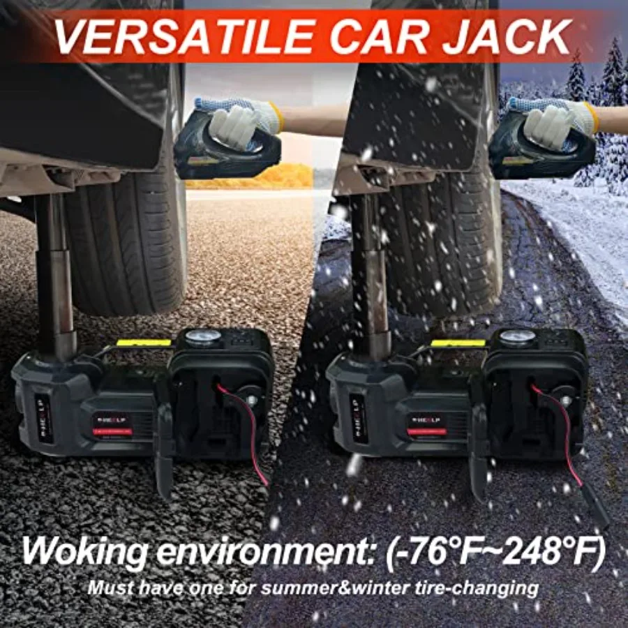 Kit de cric hydraulique Portable 5 tonnes 12V avec clé à chocs et pompe de gonflage de pneus pour voiture d'urgence SUV berline MPV changement de pneus et