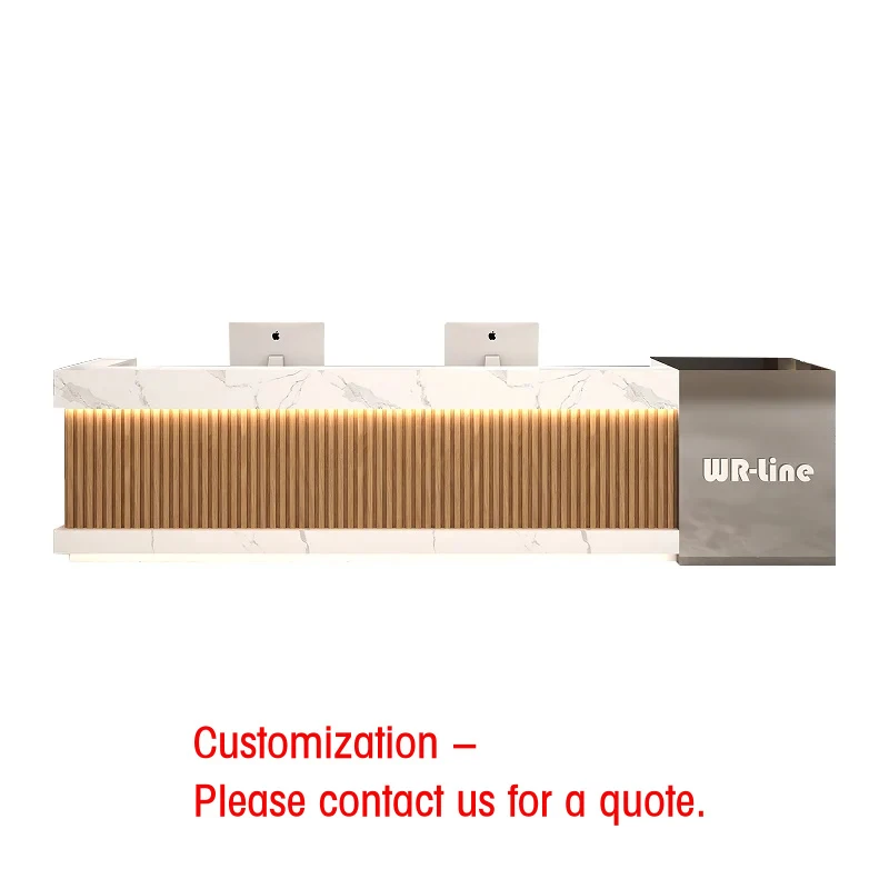 custom.Custom Size White Silver Front Shop Cashier Desk Wooden Checkout Counters Salon Counter Reception Desk