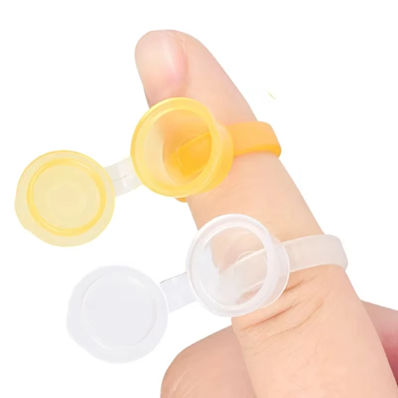 Disposable Tattoo Pigment Holder Ring Cup with Lids 50pcs/bag Permanent Makeup Ring Tattoo Ink Eyelash Extension Glue Cups