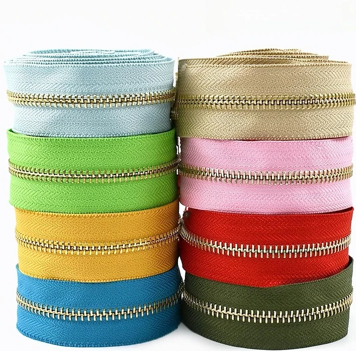 

1/3/5Yards 5# Colorful Metal Zipper Tape for Pocket Bag Luggage Garment Sewing DIY Replacement Supplies