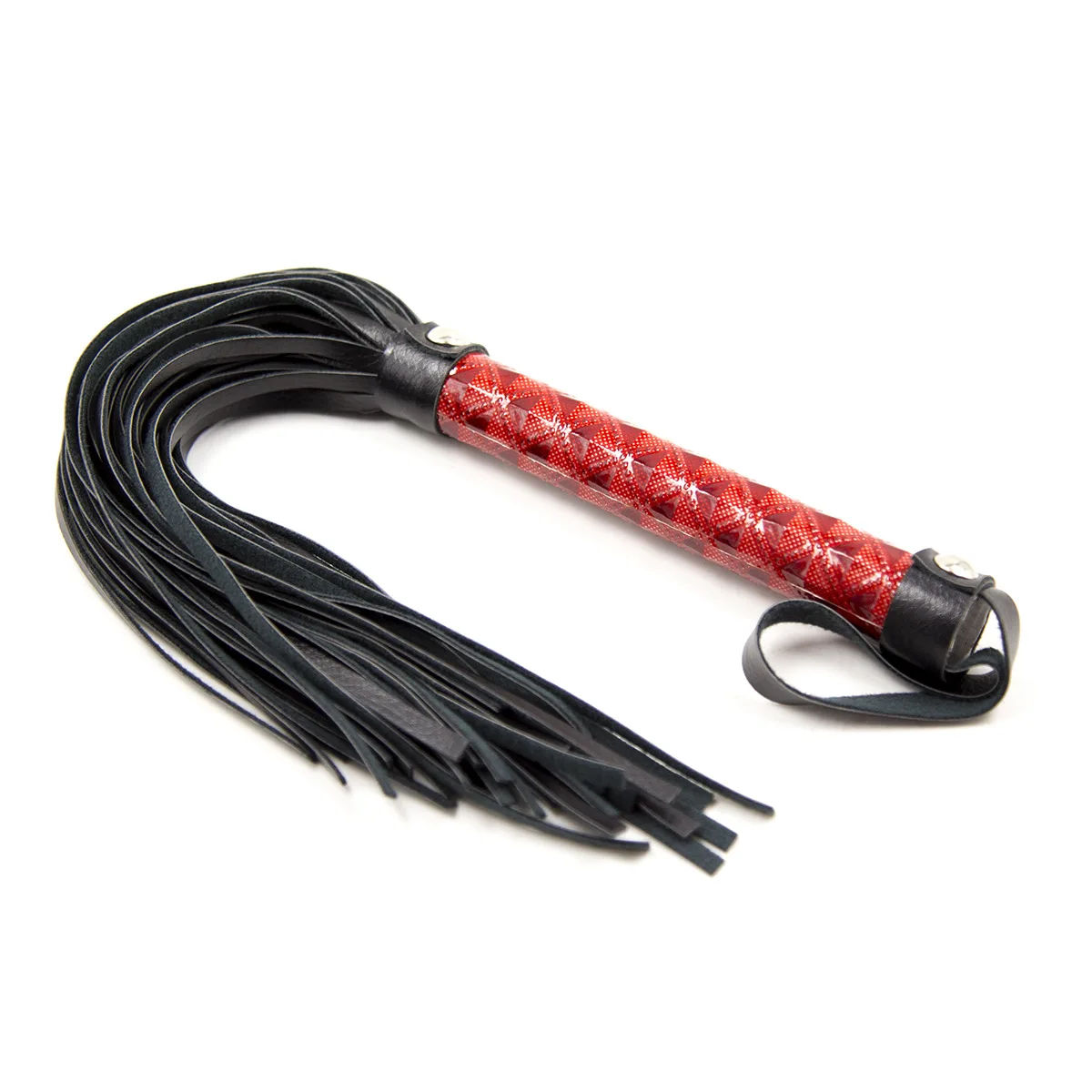 Látigo fetiche de cuero PU para parejas, látigo Flogger negro/marrón/mango rojo, paleta de azotes, anudado, coqueteo, BDSM, juego para adultos, Juguetes sexuales eróticos