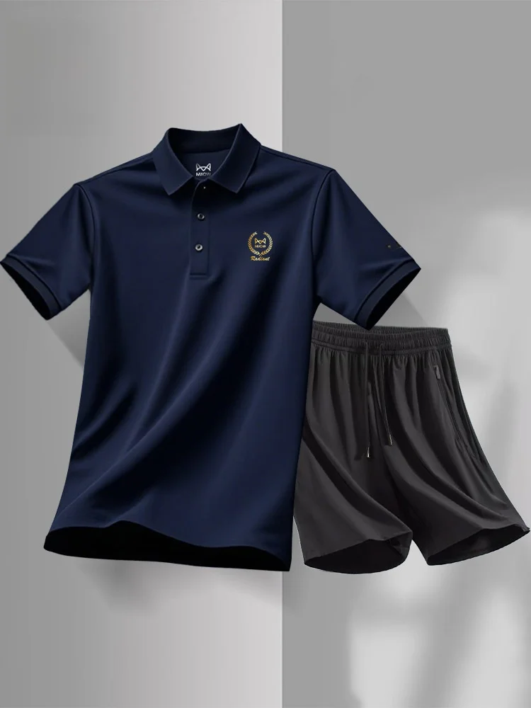 

High-End Men's Sportswear Set Summer New Sle Silk Running Fitn ort Sve Sportswear Polyester Cotton Viscose Sil...