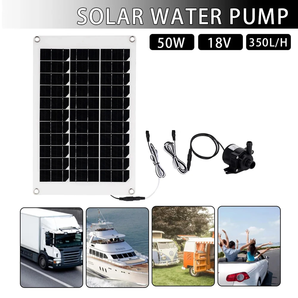 Efficient 50W 12V Brushless Solar Water Pump Kit for Garden Fountain with Silent Operation and 350L/h Flow Capacity