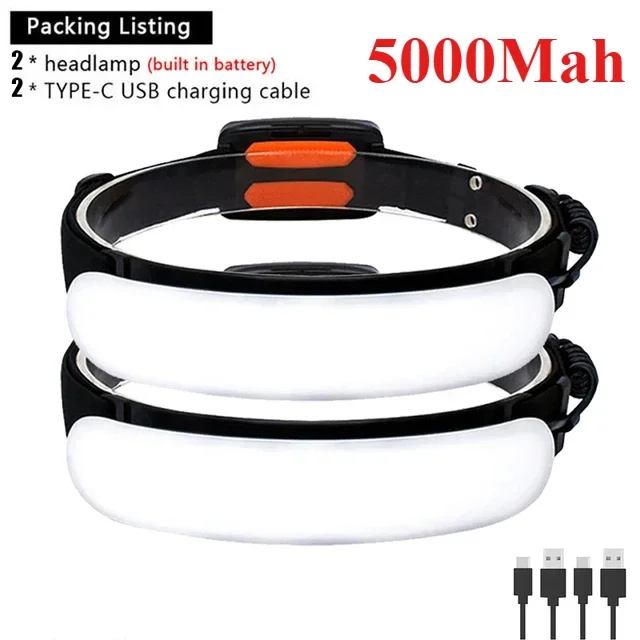 Schijnwerper LED-koplamp USB oplaadbare 18650-batterij Krachtige zaklamp Buiten Waterdicht Draagbaar Werkkoplamp Vissen