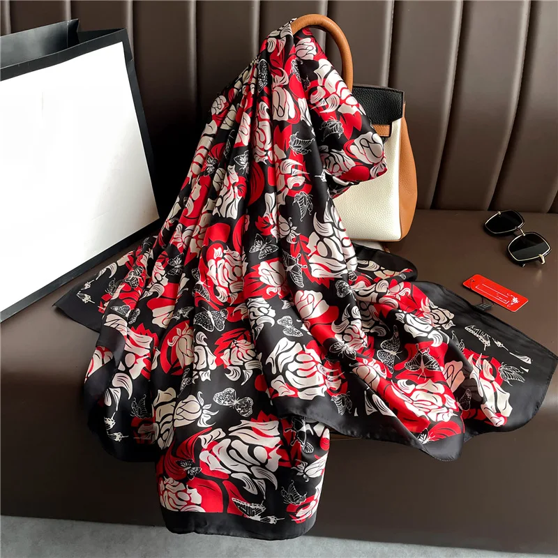 Nuove donne di lusso fiore sciarpa scialle da viaggio 180*90cm bandana femminile Foulard fascia per capelli fazzoletto da collo marmitta Hijab sciarpe Soft Wrap