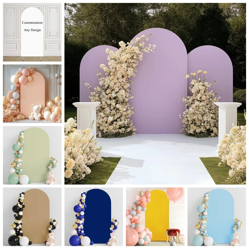 

Black and white solid color arched background customized spandex stretch fabric birthday wedding party shooting background props