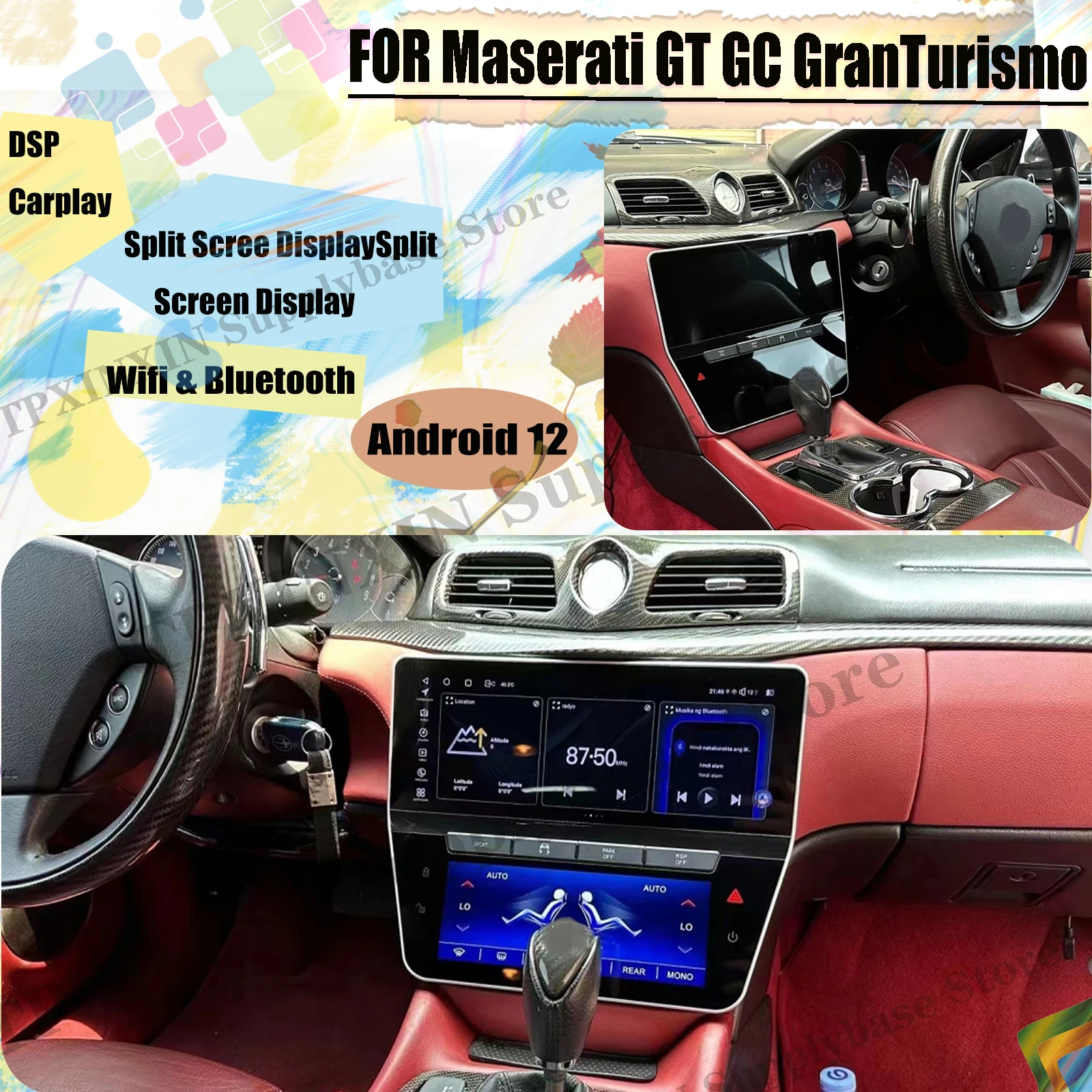 For Maserati GT GC GranTurismo 2007~2015 Android Auto Automotive Multimedia Air Conditioner GPS Navigation AC Board Head Unit