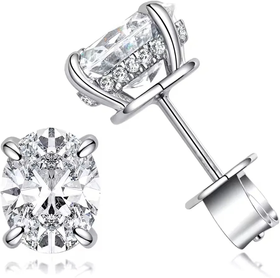 IGI Oval Lab-Grown Diamond 4-Prong Stud Earrings Fashion Jewelry for Women Real 14K Gold Custom & Wholesale 