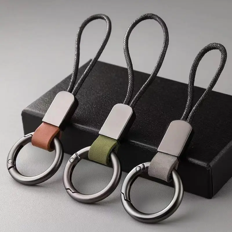 New exquisite and compact car keychain, multifunctional card box, case cover, accessories, hanging rope chain, metal leather fur