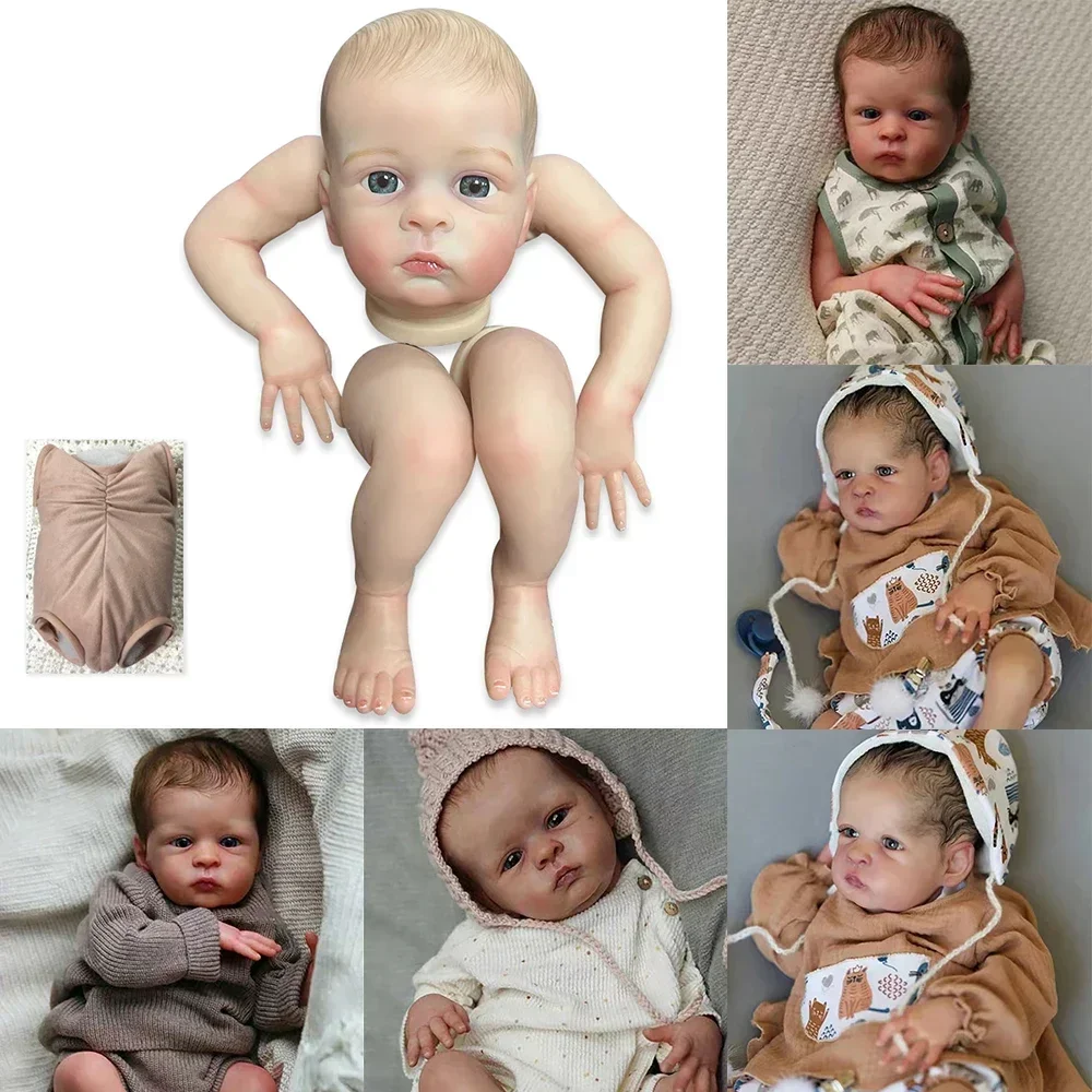 18inch Oskar Awake Already Painted Reborn Doll Kits Unfinished Unassembly Baby Parts with Visible Veins and Cloth Body Included