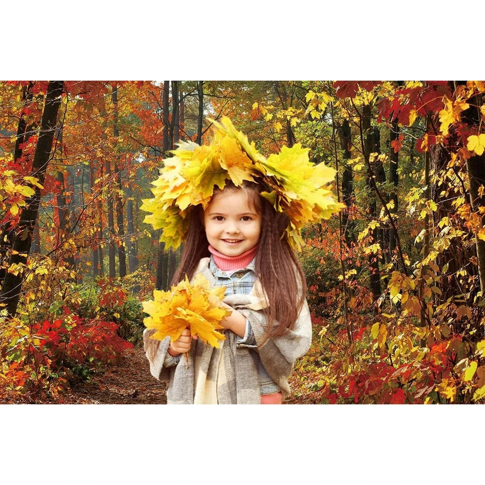 Autumn Forest Scenery Background Mountain Road Photography Backdrop Farm Harvest Barn Maple Tree Yellow Fall Leaves View Banner