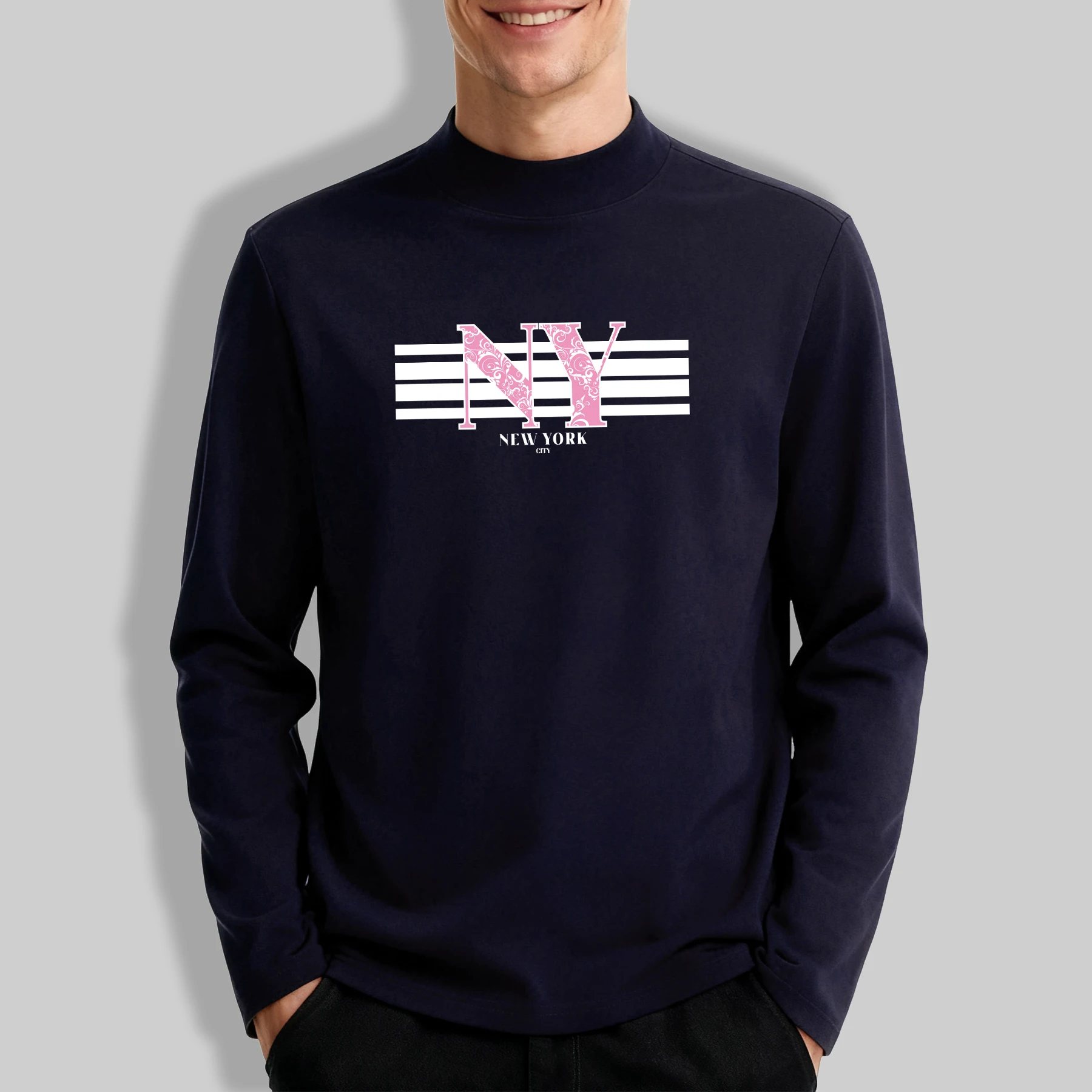 

I Want To Go To New York City Print Men Elasticity Long Sleeve Retro Outdoor Thin Tee Fashion Soft Clothing Unisex Casual Tees