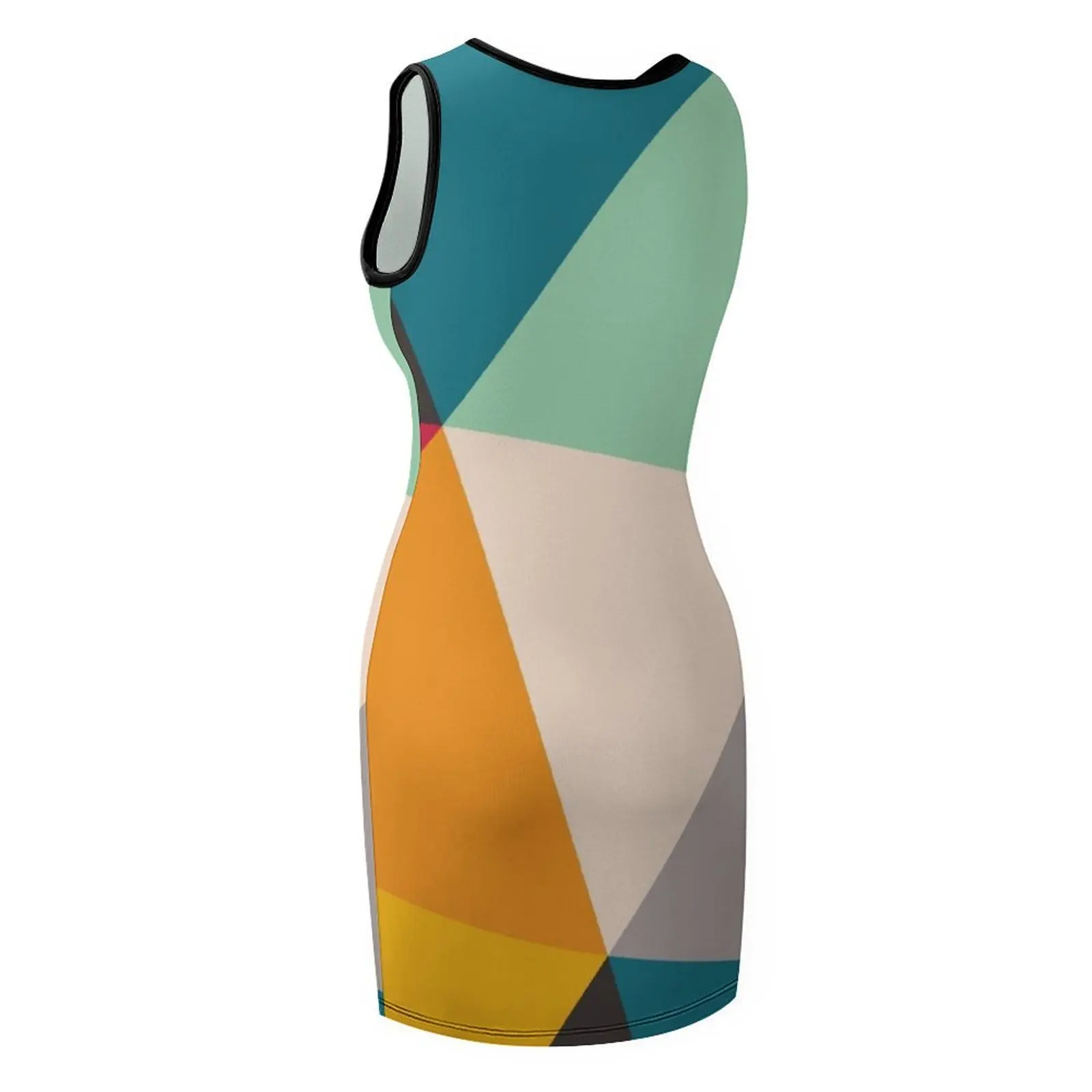 مثلثات هندسية ملونة (2012) فستان صيفي بدون أكمام ملابس نسائية فساتين صيفية للسيدات 2025 فستان نسائي فاخر