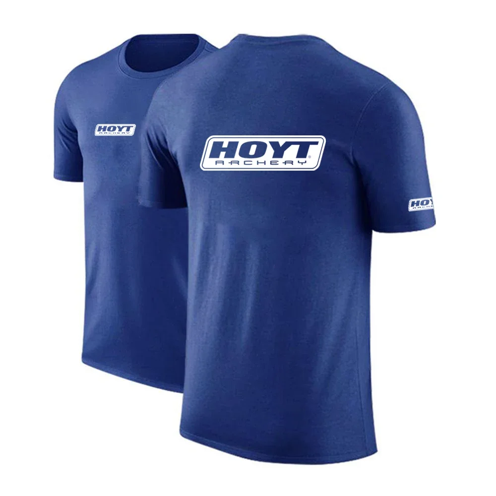 Hoyt Archery 2023 Summer Style Man Print Breathable High Quality Cotton Short Sleeves Ordinary Casual Solid Color Sport T-Shirt