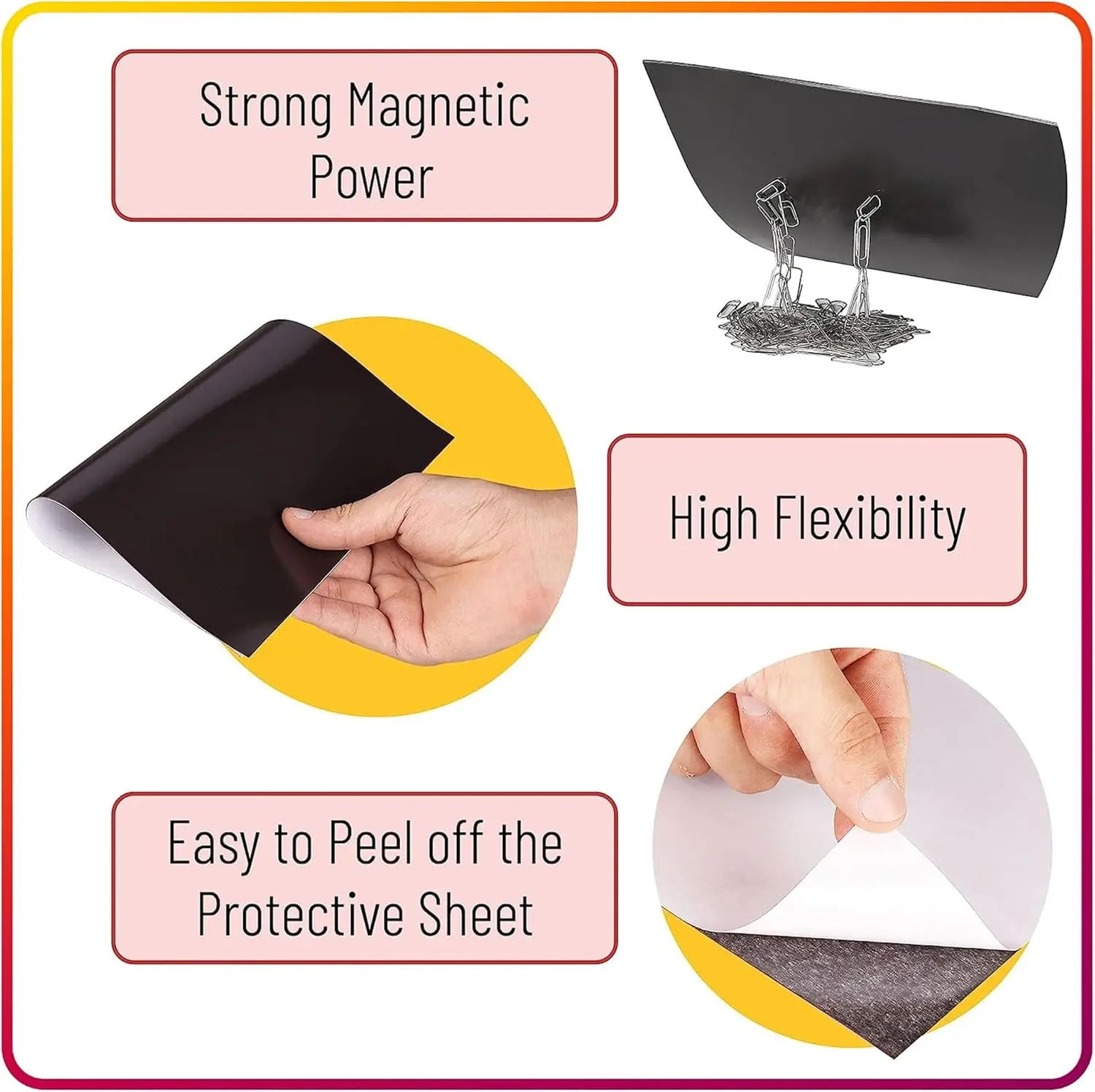 Hojas magnéticas con respaldo adhesivo, paquete de 10 tamaños de imagen de 5 "x 7", imanes fotográficos para refrigerador, hoja magnética adhesiva