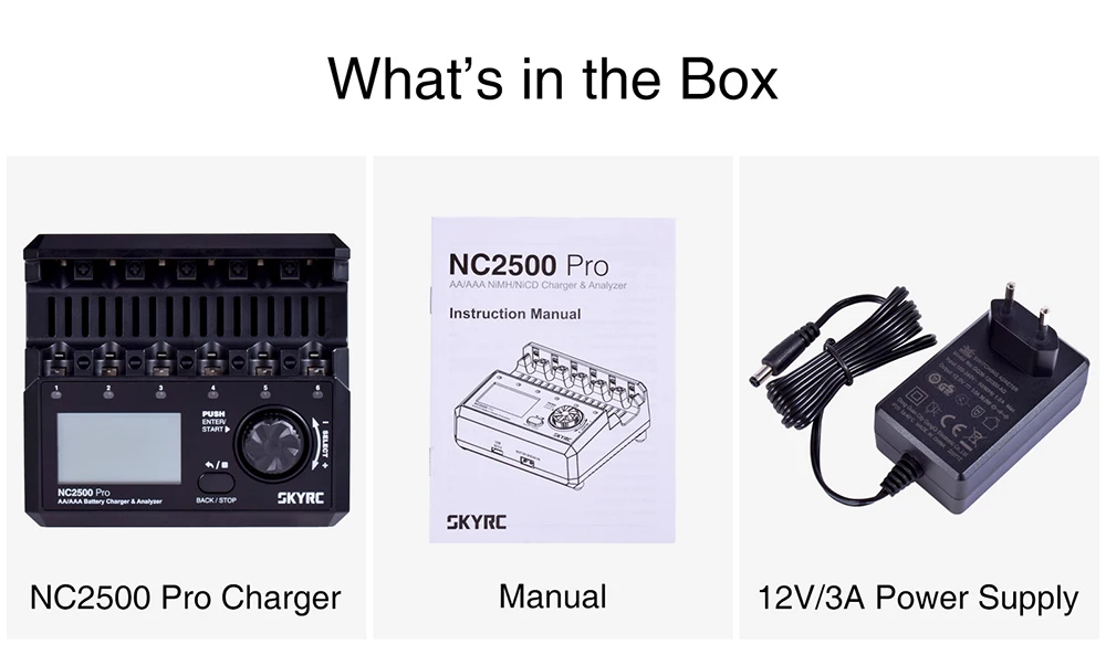 SKYRC NC2500 Pro NiMH NiCd Battery QC3.0 Charger for AA AAA Rechargeable Batteries Universal LCD Smart Battery 3in1 Fast Charger