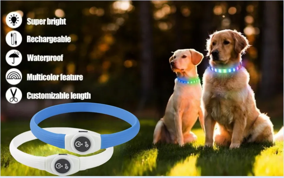 New Led Luminous Dog Collar PVC Waterproof , For Large Medium Small Dogs Collar Usb Light Night Safety Pet Glowing Accessories