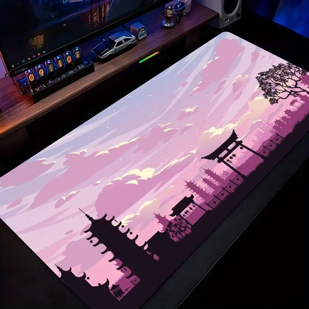 핑크 풍경 시리즈 마우스 패드 벚꽃 데스크 매트 게임 매트 고무 미끄럼 방지 베이스 PC 액세서리 키패드 확장형 마우스패드