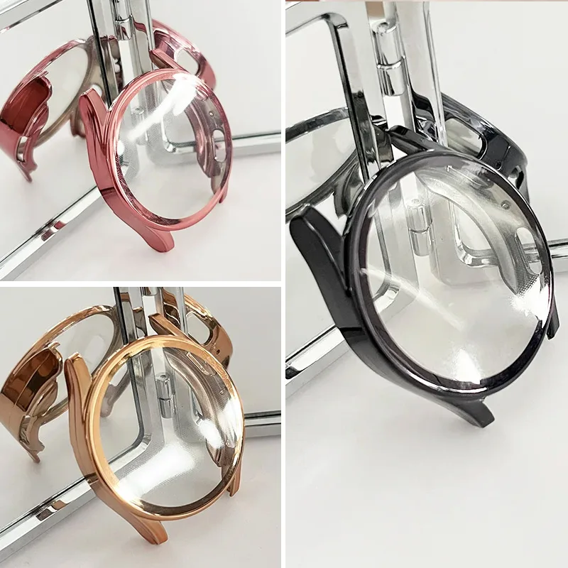 New Plating TPU Case for Samsung Galaxy Watch 4 5 6 7 40mm 44mm Protector Cover Coverage PC Bumper Screen Protection Accessories