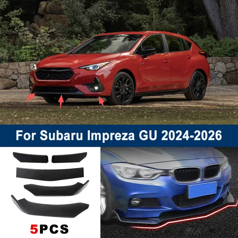 

Adjustable 5Pcs Sectional Front Spoiler Lip For Subaru Impreza GU 2024-2026 Front Bumper Splitter Car Exterior Sport Body Kit